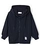 Kookie Kids Super Premium Heavy Gauge Terry Knit Full Sleeves Solid Color Hooded SweatJacket - Black