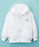 Kookie Kids Super Premium Heavy Gauge Terry Knit Full Sleeves Hooded SweatJacket with Kangaroo Pocket & Patch Detailing - White
