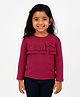 JusCubs Cotton Knit Full Sleeves Floral Schfilli Embroidered & Bow Applique Detailed Top - Pink