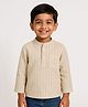 JusCubs Woven Cotton Knit Full Sleeves Striped Kurta Style Shirt - Beige