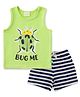 JusCubs Cotton Knit Sleeveless Bug Printed Tee & Striped Shorts Set - Green