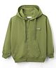 Kookie Kids Super Premium Heavy Gauge Terry Knit Full Sleeves Hooded SweatJacket with Kangaroo Pocket & Patch Detailing - Olive Green