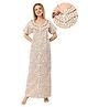 Piu Cotton Woven Half Sleeves Floral Printed Maternity Nighty With Centre Front Nursing Access - Yellow