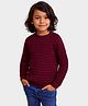 Mi Arcus 100% Cotton Knit Full Sleeves Self Designed Sweater - Maroon
