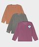 Mi Arcus Knit Pack Of 3 Full Sleeves Ribbed & Cute Baby Elephant Printed Thermal Tees - Multi Colour