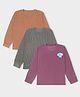 Mi Arcus Knit Pack Of 3 Full Sleeves Ribbed & Cute Baby Elephant Printed Thermal Tees - Multi Colour