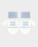 Mi Arcus Cotton Elastane Knit Floral Designed Mittens - White & Blue