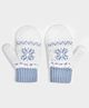 Mi Arcus Cotton Elastane Knit Floral Designed Mittens - White & Blue