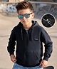 Kookie Kids Super Premium Heavy Gauge Terry Knit Full Sleeves Solid Hooded Sweatjacket With Kangaroo Pockets - Black