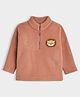 Mi Arcus Knit Full Sleeves Baby Lion Patch Detailed Ribbed Light Winter Sweatshirt - Brown