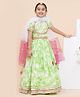 MODISH COUTURE Cotton Woven Half Sleeves Gota Lace Embellished Tie Dye Coordinating Lehenga Choli With Dupatta Set - Green