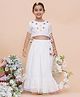 MODISH COUTURE Cotton Woven Half Sleeves Mirror Work Detailed Gota Lace Embellished Lehenga Choli Set - White