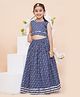 MODISH COUTURE Cotton Woven Sleeveless Floral Printed & Gota Lace Embellished Coordinating Lehenga Choli Set - Blue