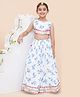 MODISH COUTURE Cotton Woven Sleeveless Floral Printed & Gota Lace Embellished Coordinating Lehenga Choli Set - White & Blue