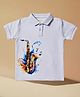 PURPLE UNITED KIDS Cotton Woven Half Sleeves Saxophone Printed Polo Tee - Light Lavender