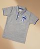 PURPLE UNITED KIDS Cotton Woven Half Sleeves Brand Name Patch Detailed Polo Tee - Light Grey Melange
