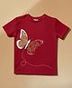 PURPLE UNITED KIDS Single Jersey Woven Half Sleeves Butterfly Printed Tee - Pink