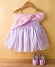 BlueBell Tissue Woven Sleeveless Party Dress with Draped Shoulder Detailing & Booties - Pink & Lilac