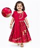 EARTHY TOUCH Woven Half Sleeves Choli Lehenga Set with Dupatta & Floral Glitter Print - Dark Pink