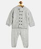 JWAAQ Cotton Knit Full Sleeves Cable Knit Designed & Fur Detailed Sweater With Pant Set - Grey