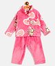 JWAAQ Fur Knited Full Sleeves Self Printed Coordinating Winter Set - Pink