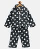 JWAAQ Fur Knited Full Sleeves Self Dots Printed Coordinating Winter Set - Black