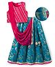 EARTHY TOUCH Viscose Woven Sleeveless  Floral & Sequinned Embroidered Choli Lahenga Set with Dupatta -  Dark Pink