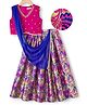 EARTHY TOUCH Brocade Woven Sleeveless Choli Lehenga & Dupatta Set With Floral Print & Embroidery - Pink