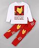Pine Kids Marvel Single Jersey Knit Full Sleeves Night Suit With Iron Man Graphics - Red