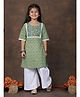 Kinder Kids Cotton Woven Three Fourth Sleeves Floral Printed Kurti & Palazzo Set - Green