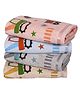 Rangoli 100% Cotton Knit Pack Of 4 Excavator Printed Towels - Multi Colour