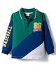 Babyhug 100% Cotton Knit Full Sleeves Cut & Sew Polo T-Shirt with Baseball Theme Print - Dark Green & Blue