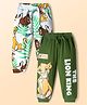 Babyhug Disney Terry Knit Track Pants with The Lion King Graphic Pack of 2 - White & Green