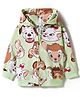 Babyoye Disney  Terry Knit Full Sleeves Hooded SweatJacket with Disney Character Graphics - Light Green
