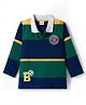 Babyhug 100% Cotton Knit Full Sleeves Cut & Sew Polo Collar T-Shirt with Sport Badge - Navy Blue & Dark Green