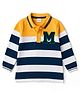 Babyhug 100% Cotton Knit Full Sleeves Polo Collar T-Shirt with Stripes & M Text Patch - Yellow & White