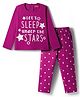 Babyhug Cotton Knit Full Sleeves Night Suit With Text Print - Pink