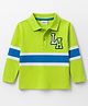 Babyhug 100% Cotton Knit Full Sleeves Polo T-Shirt with LA Text Print - Neon Green