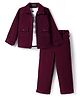 Robo Fry Cotton Woven Full Sleeves Jacket T-Shirt & Trouser Set With Text Print - Maroon & White