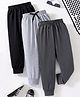 Trampoline Cotton Blend Knit Pack of 3 Solid Track Pants - Black Light & Charcoal Grey