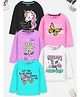 Trampoline Cotton Blend Knit Pack Of 5 Full Sleeves Butterfly & Unicorn Printed Tees - Multi Colour