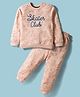 Smarty Boys 100% Cotton Knit Full Sleeves T-Shirt & Lounge Pants Set With Text Print -  Peach