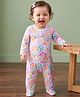 Babyhug Cotton Knit Full Sleeves Sleepsuit With Rainbow Print - White
