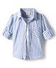 Rikidoos Full Sleeves Striped Shirt With Attached Tee - Light Blue & White