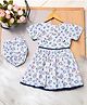 Bella Moda Cotton Woven Half Sleeves Floral Printed Dress With Bloomer - Multi Colour