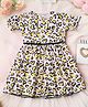 Bella Moda Cotton Woven Half Sleeves Hearts Printed Dress - Pink