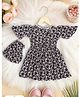 Bella Moda Cotton Woven Half Sleeves Floral Printed Dress With Bloomer - Multi Colour