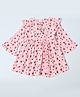 Bella Moda Cotton Woven Three Fourth Bell Sleeves Strawberries Printed Dress - Multi Colour