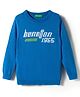 UCB 100% Cotton Jacquard Woven Full Sleeves Pullover Sweater with Logo Design - Blue