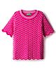 Ucb Cotton Woven Half Sleeves Top With Chevron Texture Design - Fuchsia